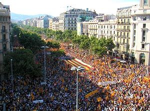 Demonstrasjonstog i Barcelona for katalansk uavhengighet fra Spania
